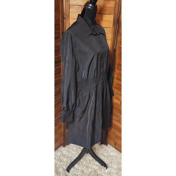 Free Assembly Dress XL Smocked Waist Mini Shirt Dress Long Sleeve Structured - Picture 3 of 7
